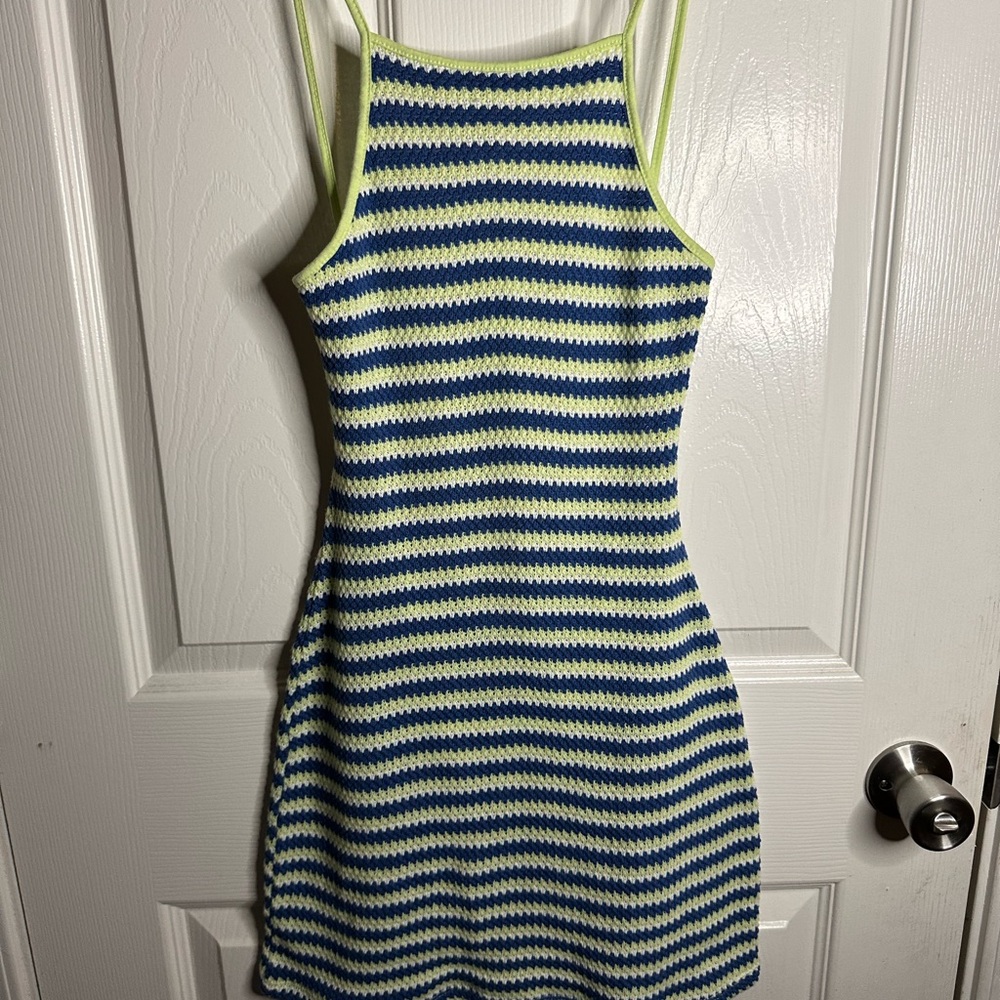 Double Zero Knit Dress in Blue and Green